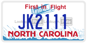JK2111 license plate in North Carolina