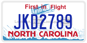 JKD2789  license plate in NC