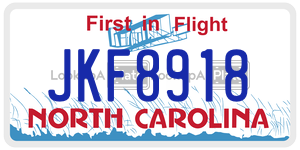 JKF8918 license plate in North Carolina