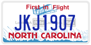 JKJ1907 license plate in North Carolina