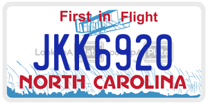JKK6920 license plate in North Carolina