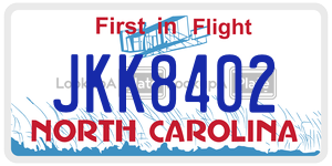 JKK8402 license plate in North Carolina
