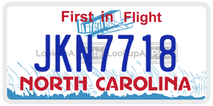 JKN7718 license plate in North Carolina