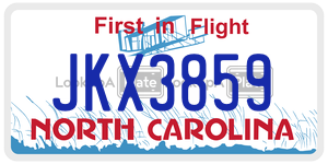 JKX3859 license plate in North Carolina