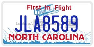 JLA8589 license plate in North Carolina