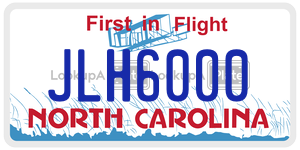 JLH6000 license plate in North Carolina