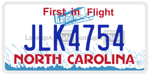 JLK4754  license plate in NC