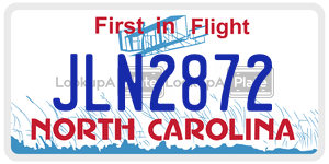 JLN2872 license plate in North Carolina