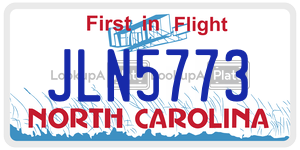 JLN5773 license plate in North Carolina