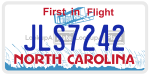 JLS7242 license plate in North Carolina
