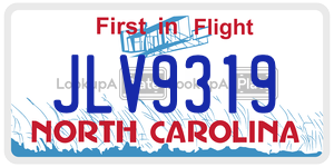 JLV9319 license plate in North Carolina