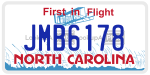 JMB6178  license plate in NC