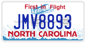JMV8893 license plate in North Carolina
