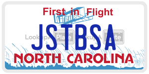 JSTBSA license plate in North Carolina