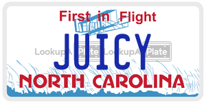 JUICY  license plate in NC
