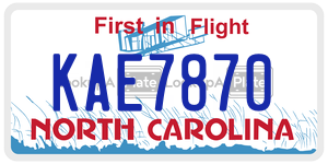 KAE7870  license plate in NC