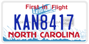 KAN8417 license plate in North Carolina