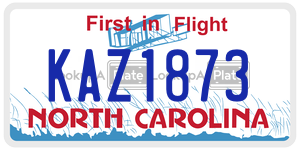 KAZ1873 license plate in North Carolina