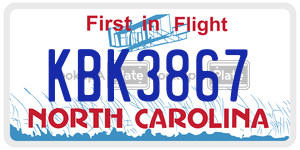 KBK3867  license plate in NC
