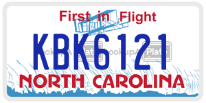 KBK6121  license plate in NC