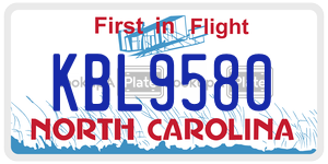KBL9580 license plate in North Carolina