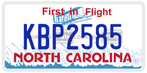 KBP2585 license plate in North Carolina