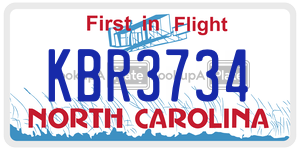 KBR3734 license plate in North Carolina