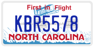 KBR5578 license plate in North Carolina