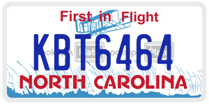 KBT6464 license plate in North Carolina