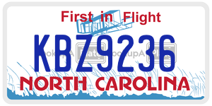 KBZ9236 license plate in North Carolina
