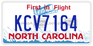 KCV7164 license plate in North Carolina