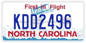 KDD2496 license plate in North Carolina