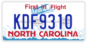 KDF9310 license plate in North Carolina