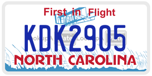 KDK2905 license plate in North Carolina