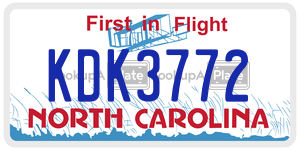KDK3772 license plate in North Carolina