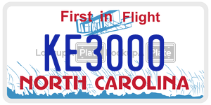 KE3000 license plate in North Carolina