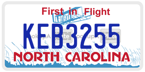 KEB3255 license plate in North Carolina