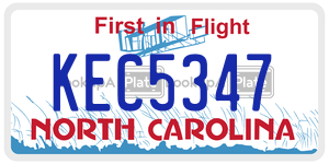 KEC5347  license plate in NC