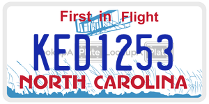 KED1253 license plate in North Carolina