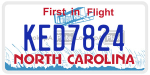 KED7824 license plate in North Carolina