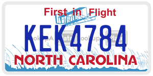 KEK4784 license plate in North Carolina