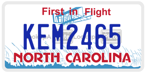 KEM2465  license plate in NC