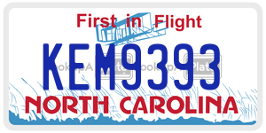 KEM9393  license plate in NC