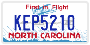 KEP5210 license plate in North Carolina