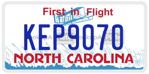 KEP9070 license plate in North Carolina