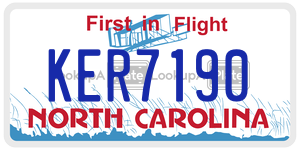 KER7190 license plate in North Carolina