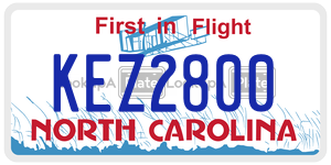 KEZ2800 license plate in North Carolina