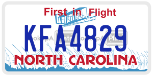 KFA4829 license plate in North Carolina