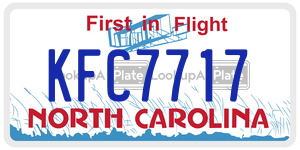 KFC7717 license plate in North Carolina
