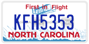 KFH5353 license plate in North Carolina